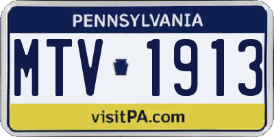 PA license plate MTV1913