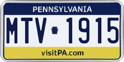 PA license plate MTV1915