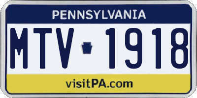 PA license plate MTV1918