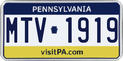 PA license plate MTV1919