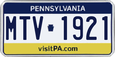 PA license plate MTV1921