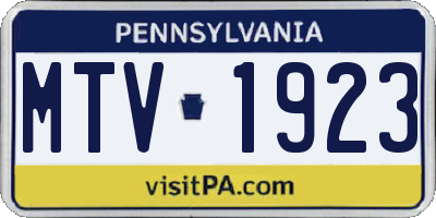 PA license plate MTV1923