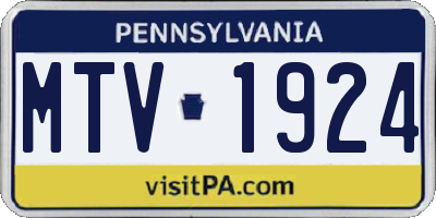 PA license plate MTV1924