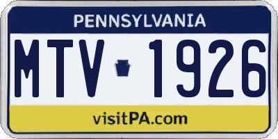 PA license plate MTV1926