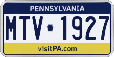 PA license plate MTV1927