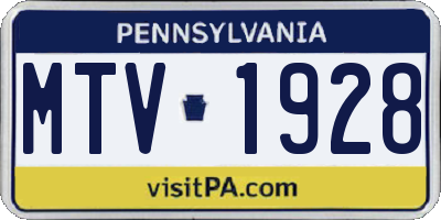 PA license plate MTV1928