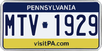 PA license plate MTV1929