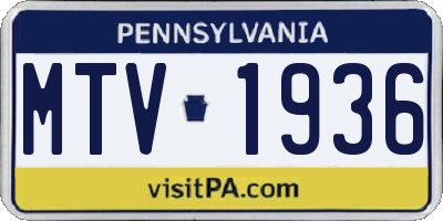 PA license plate MTV1936