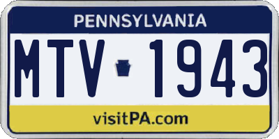 PA license plate MTV1943