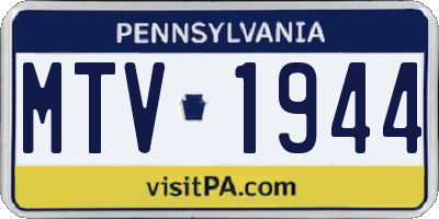 PA license plate MTV1944