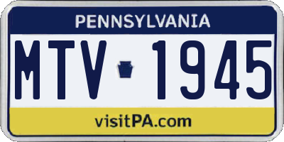 PA license plate MTV1945