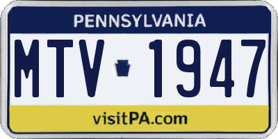 PA license plate MTV1947