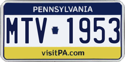 PA license plate MTV1953