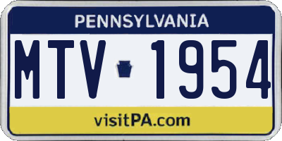 PA license plate MTV1954