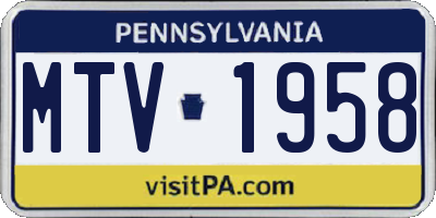 PA license plate MTV1958
