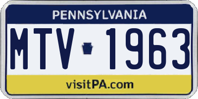 PA license plate MTV1963