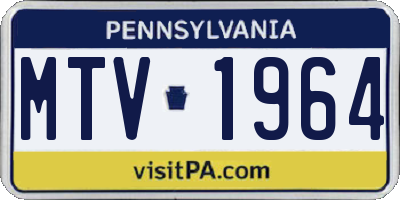 PA license plate MTV1964