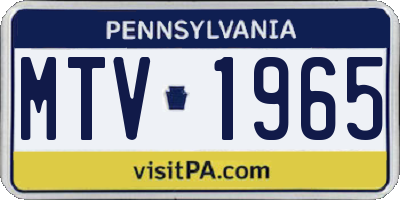 PA license plate MTV1965
