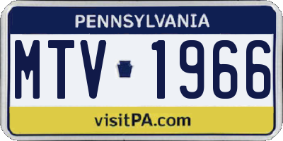 PA license plate MTV1966