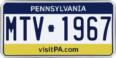 PA license plate MTV1967