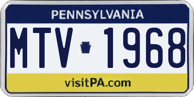 PA license plate MTV1968