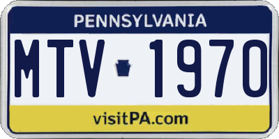 PA license plate MTV1970