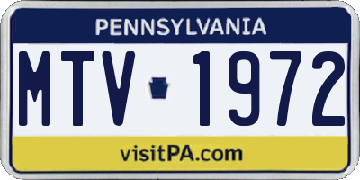 PA license plate MTV1972