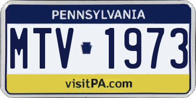 PA license plate MTV1973