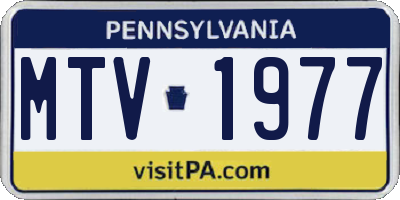 PA license plate MTV1977