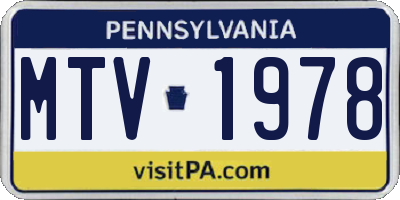 PA license plate MTV1978