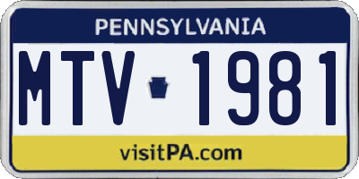 PA license plate MTV1981