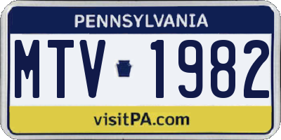 PA license plate MTV1982