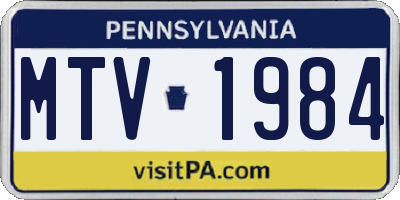 PA license plate MTV1984