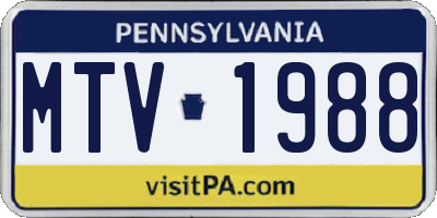 PA license plate MTV1988