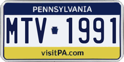 PA license plate MTV1991