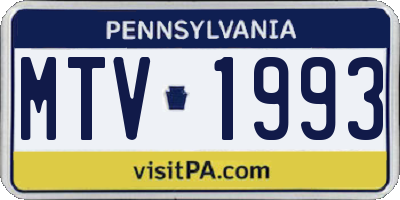 PA license plate MTV1993
