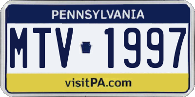 PA license plate MTV1997