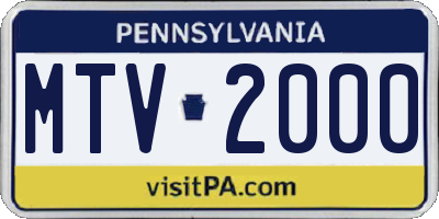 PA license plate MTV2000