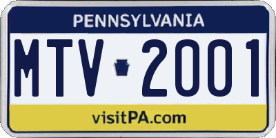PA license plate MTV2001