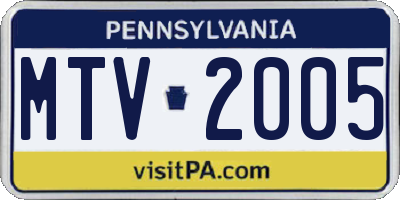 PA license plate MTV2005