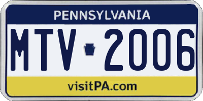 PA license plate MTV2006