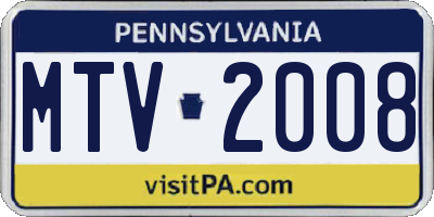 PA license plate MTV2008