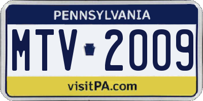 PA license plate MTV2009