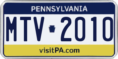 PA license plate MTV2010