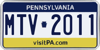 PA license plate MTV2011