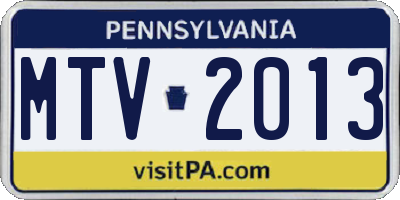 PA license plate MTV2013