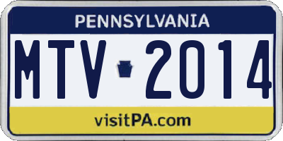 PA license plate MTV2014