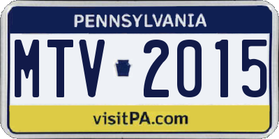 PA license plate MTV2015