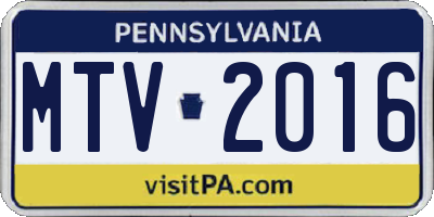 PA license plate MTV2016