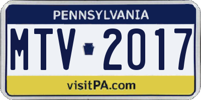 PA license plate MTV2017